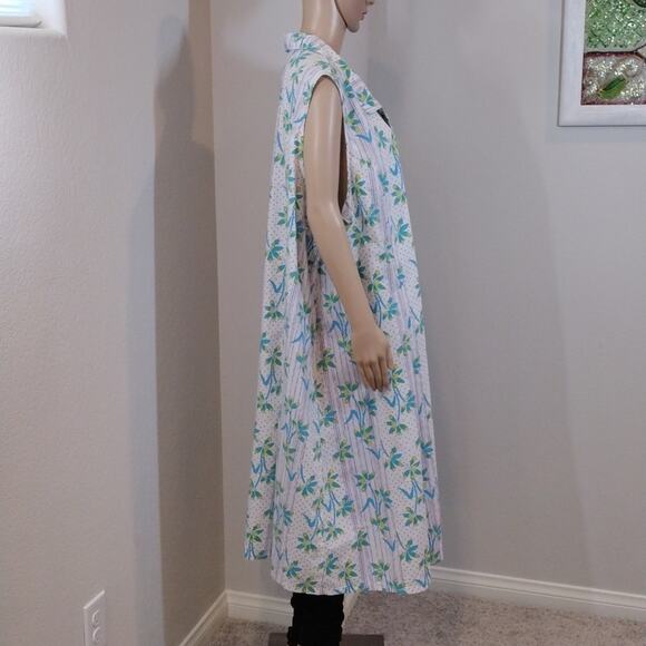 Lane Bryant Blue Green Floral Flowy Midi Button Down Plus Size Summer Dress 34W - Picture 7 of 10